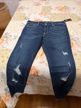 Hollister Dark Blue Distressed Boyfriend Jeans
